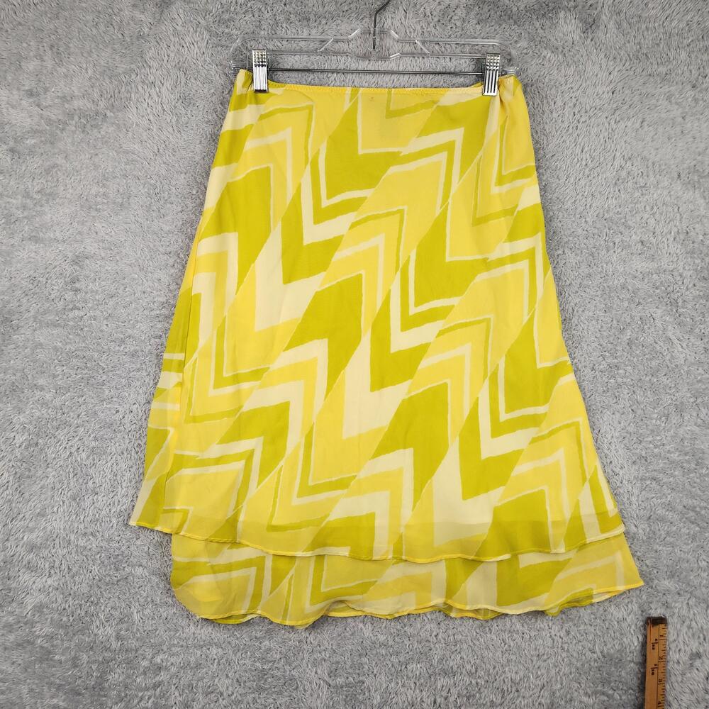 Vintage The Limited Skirt Womens Small Yellow Silk Chiffon Geometric Lined Boho